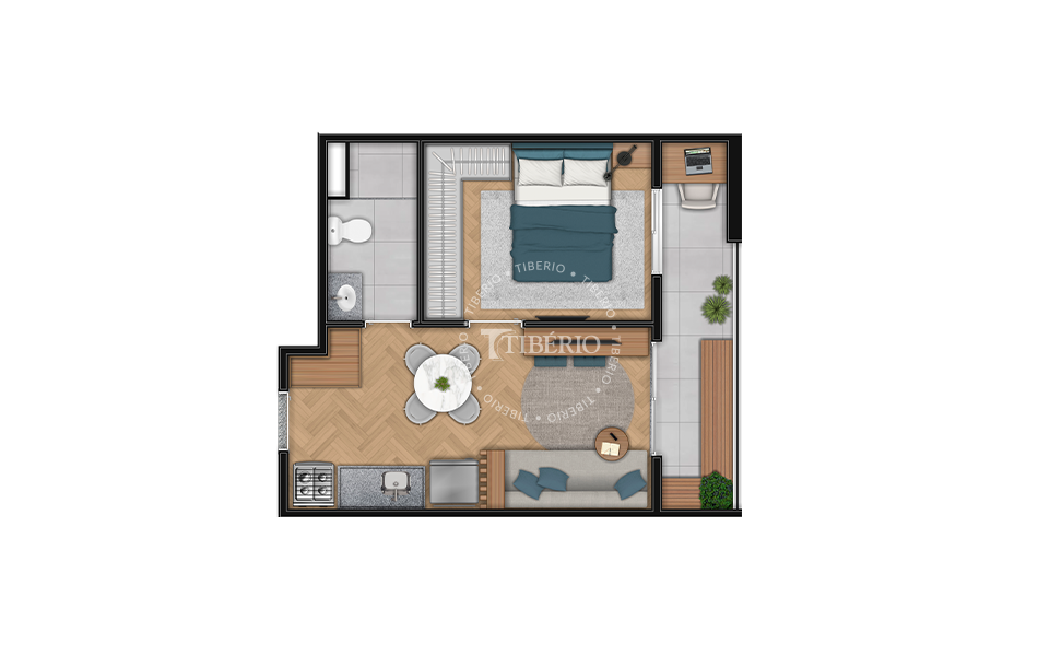 1 Dormitório 32,96m²