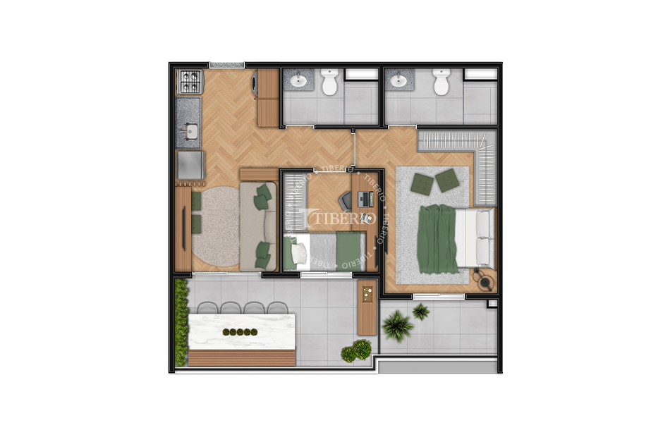 2 Dormitórios 54,31m²