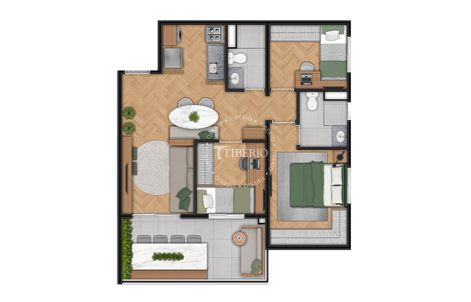 3 Dormitórios 62,64m²